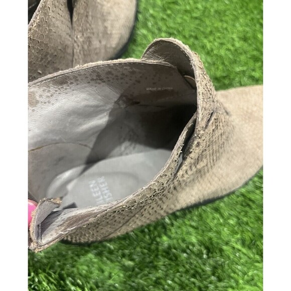 Eileen Fisher TUCK2-LT Embossed Leather Graphite Colored Booties Sz 7.5 - Picture 9 of 13